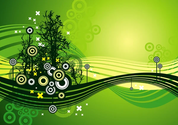 Grüner Vektorhintergrund mit Bäumen — Stockvektor