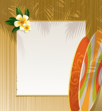 Flowers, surfboards & banner clipart