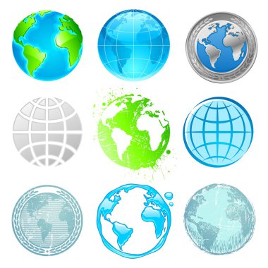 Globe and Earth vector set clipart