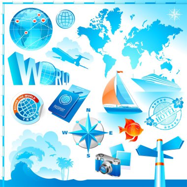 World & travel set clipart