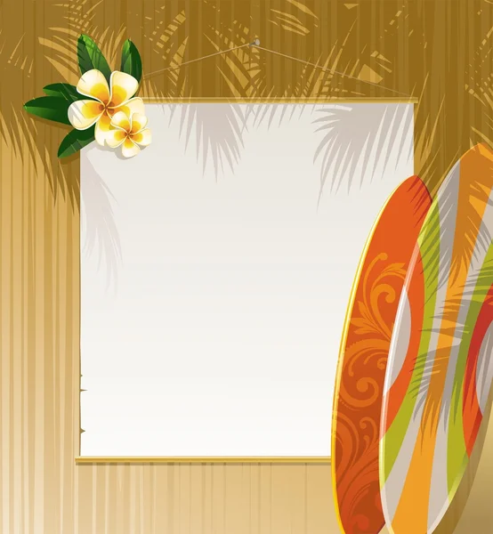 Fleurs, planches de surf & bannière — Image vectorielle