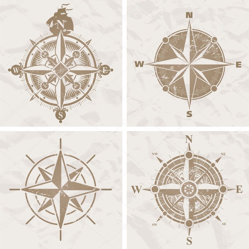 Vintage compass roses