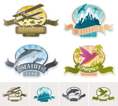 Landmarks, adventures & travel vintage label clipart