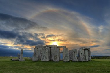 Sunset Solar Halo over Stonehenge clipart