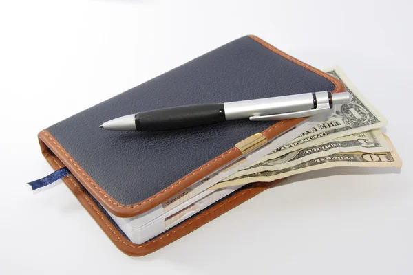 Note book with money — Stock Photo, Image