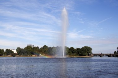 Fountain at Alster lake in Hamburg clipart