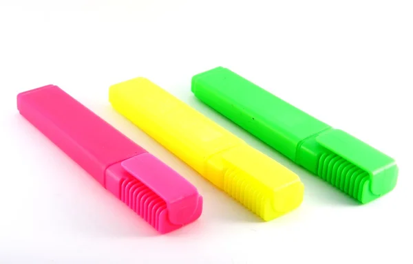 Renkli fosforlu kalem kalemler — Stok fotoğraf