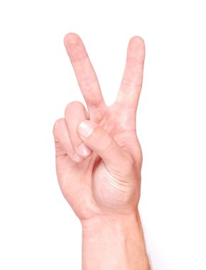 Male's hand showing two finger clipart