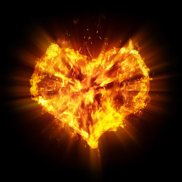 Абстрактное огненное сердце — стоковое фото