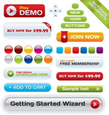 Vector business buttons mega-pack clipart