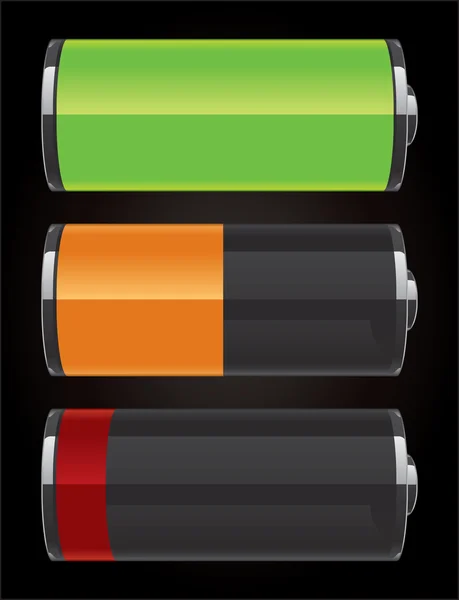 Iconos de batería brillante — Vector de stock