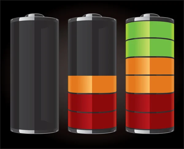 Glossy battery icons — Stock Vector