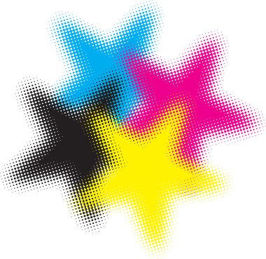 Cmyk halftone stars clipart