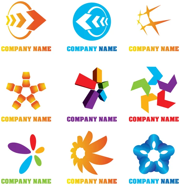 Símbolos e logotipos vetoriais coloridos — Vetor de Stock