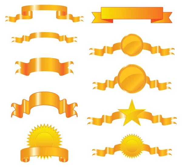 Collection of gold ribbons — Stock Vector