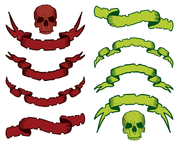 Vieilles bannières et crâne — Image vectorielle