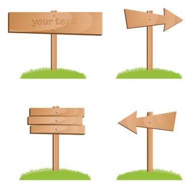 Vector wooden signs clipart