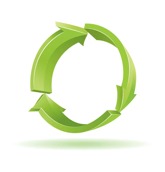 3D-groene pijlen. Recycle teken. — Stockvector
