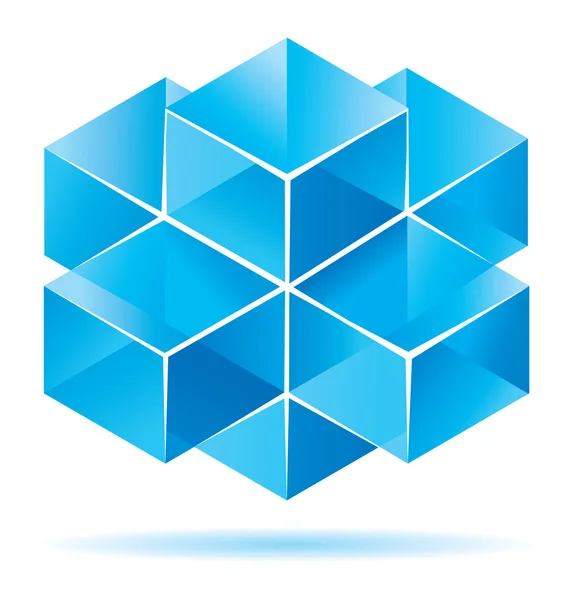 Projeto de cubo azul — Vetor de Stock