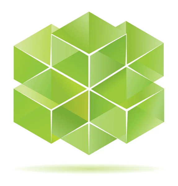 Design cubo verde — Vettoriale Stock