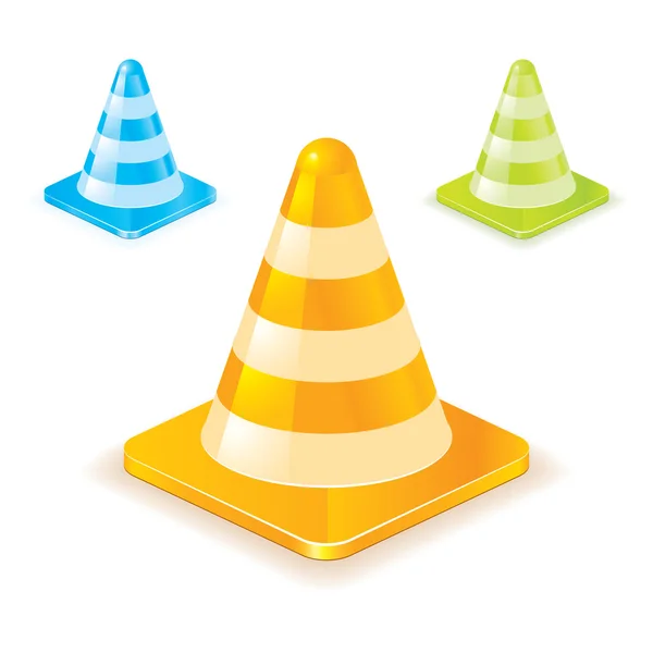 Colorful traffic cones — Stock Vector