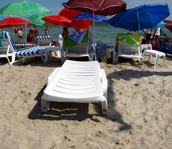 stock image Plank bed on a beach