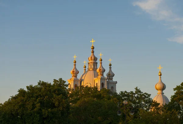 Alba sopra la cattedrale di Smolny — Foto Stock