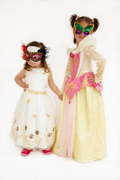 Two girls in costumes — Stock Photo, Image