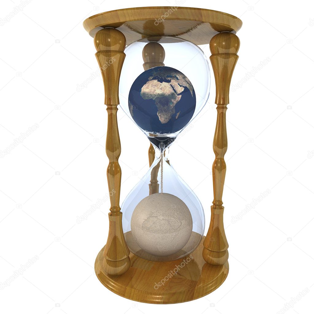 Hourglass with planets within