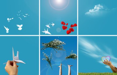 Hands, birds and sky clipart