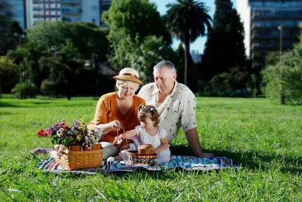 Familie in het park — Stockfoto