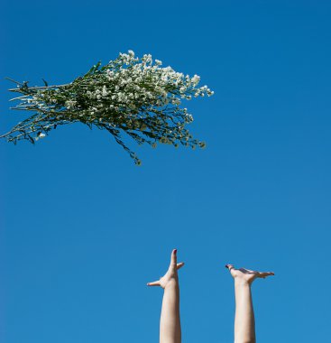 throwing up a bunch of flowers against sky clipart