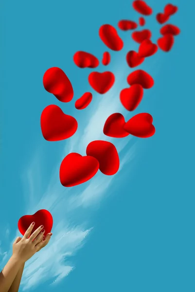 Heart fly into the sky — Stock Photo, Image