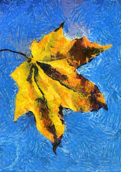 Maple leaf on the blue background — Stock Photo, Image