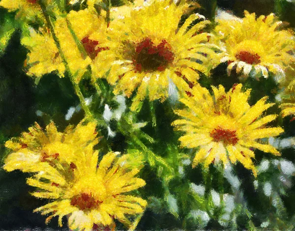 Ilustracja, żółte kwiaty — Zdjęcie stockowe
