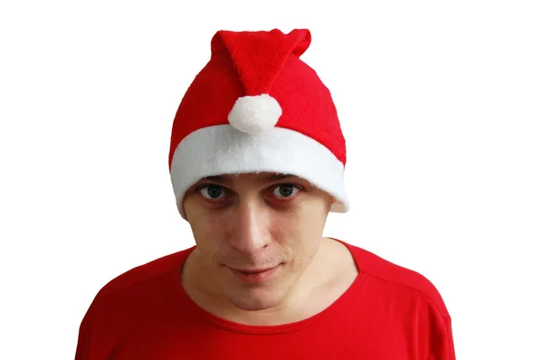 stock image Man in the red Christmas cap