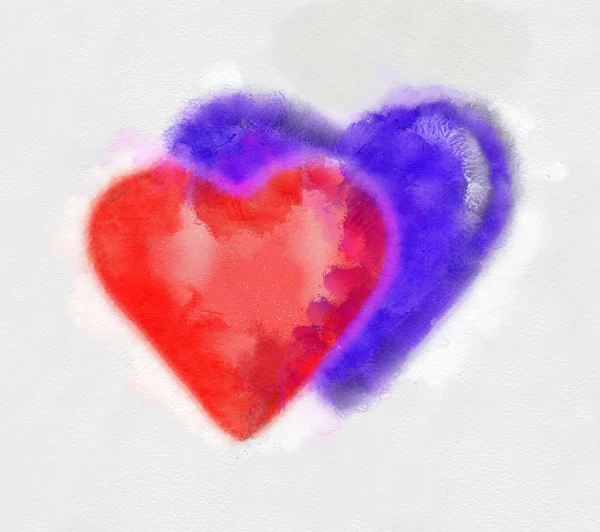 Ilustração, dois corações — Fotografia de Stock
