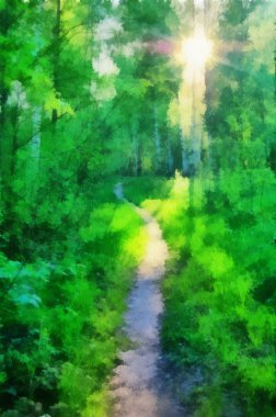 Illustration, road in the forest clipart