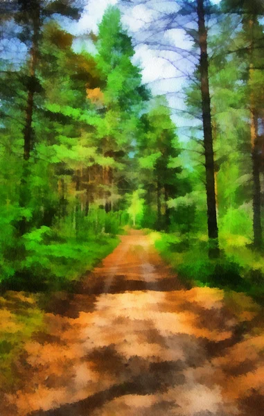 Иллюстрация, пейзаж, лес — стоковое фото