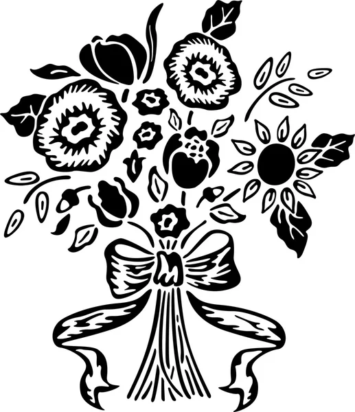 꽃 모양 의장 식물 을묘 사 한 벡터 그림 — 스톡 벡터