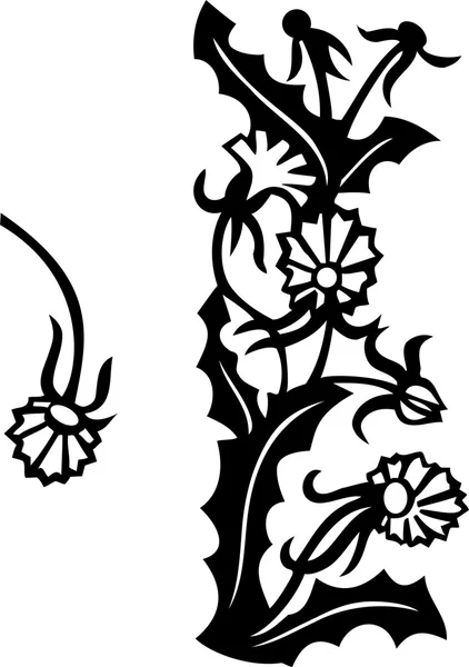 꽃 모양 의장 식물 을묘 사 한 벡터 그림 — 스톡 벡터
