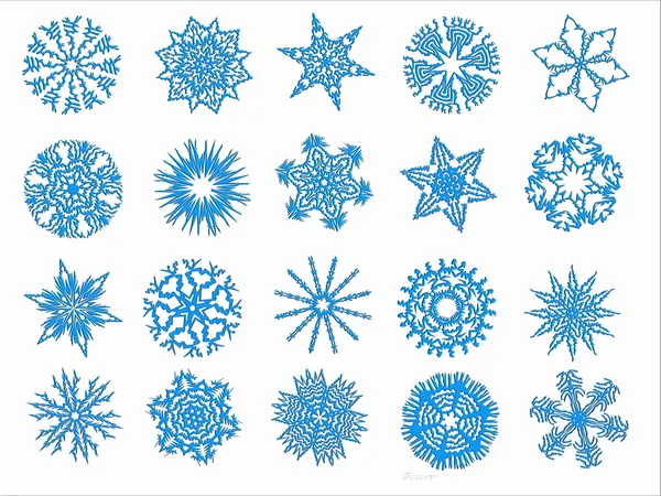 Blue snowflakes on a white background — Stock Photo, Image
