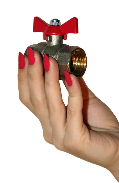 Vrouwelijke hand met deel voor kleine pipe — Stockfoto