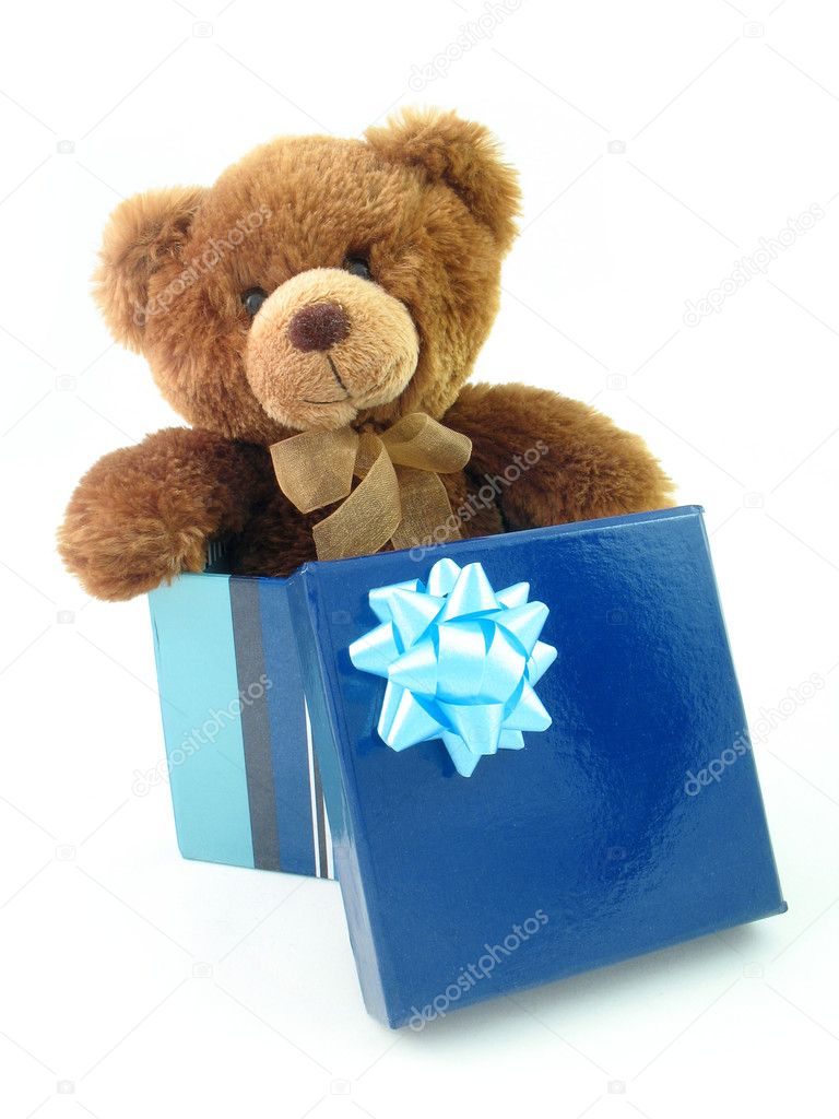 Teddy bear in gift box