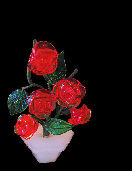 Glass roses on a black background