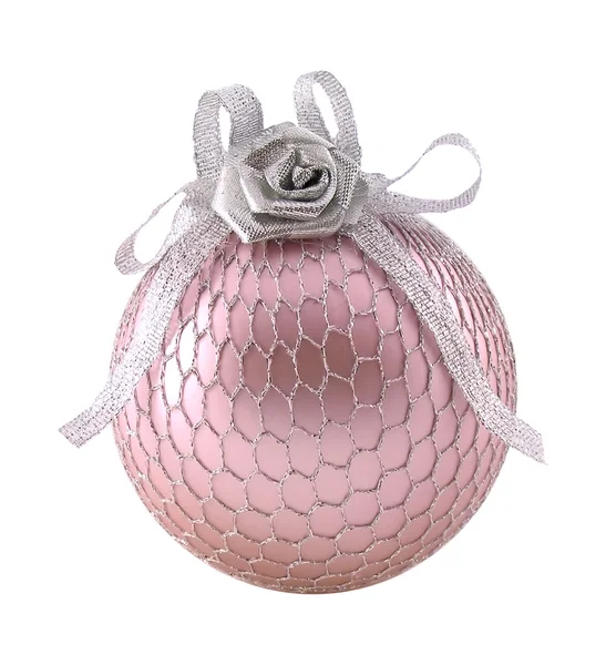 Pink with silver sphere for Xmas tree — Stock fotografie