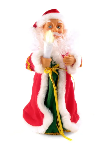 Toy Santa with lamp — Stock Photo, Image