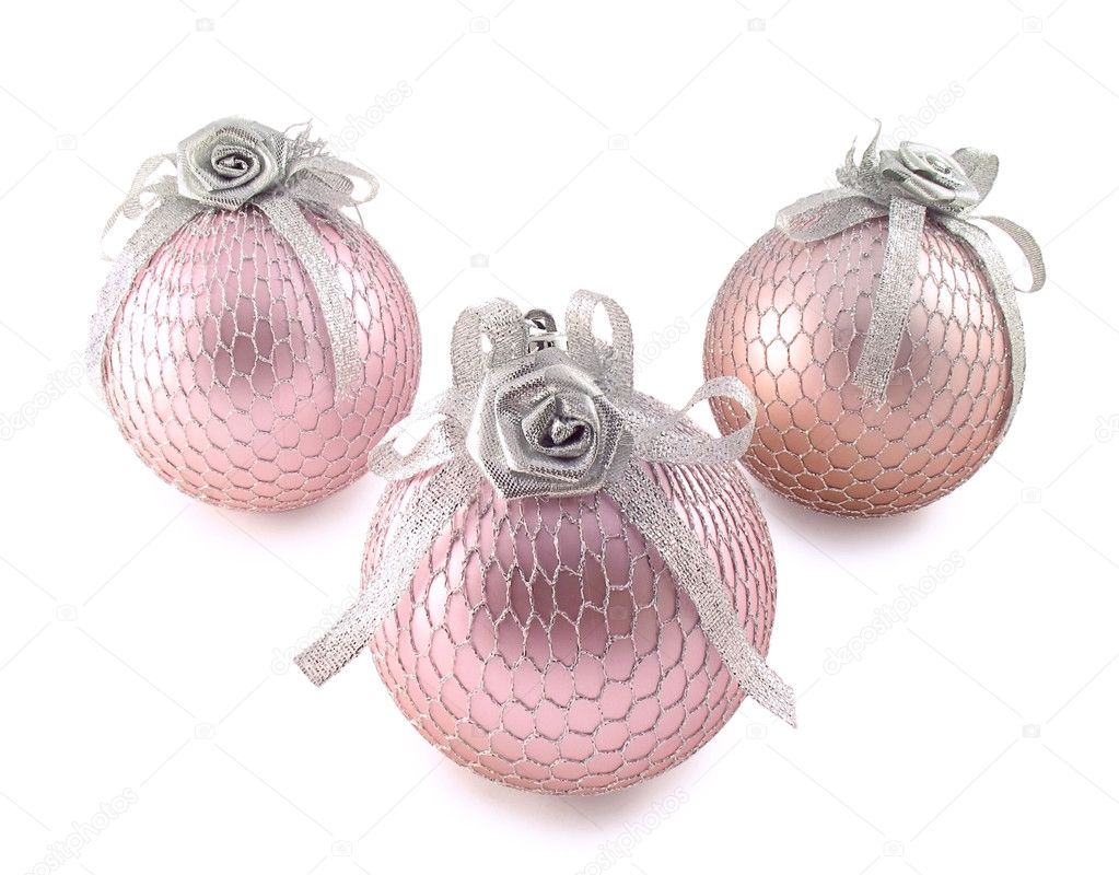 Three pink spheres for Christmas tree