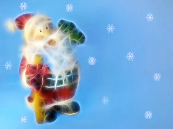 Weihnachtskarte mit Weihnachtsmann und Schneeflocken — Stockfoto