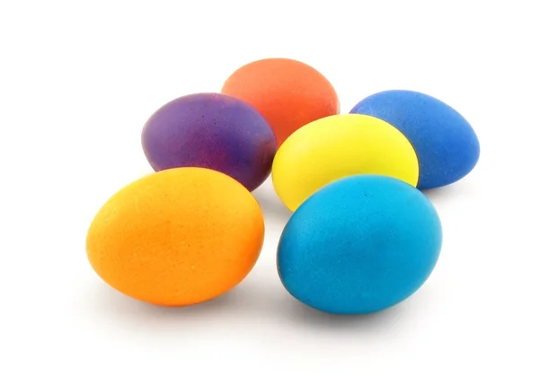 Six colour eggs on white — Stock Photo, Image